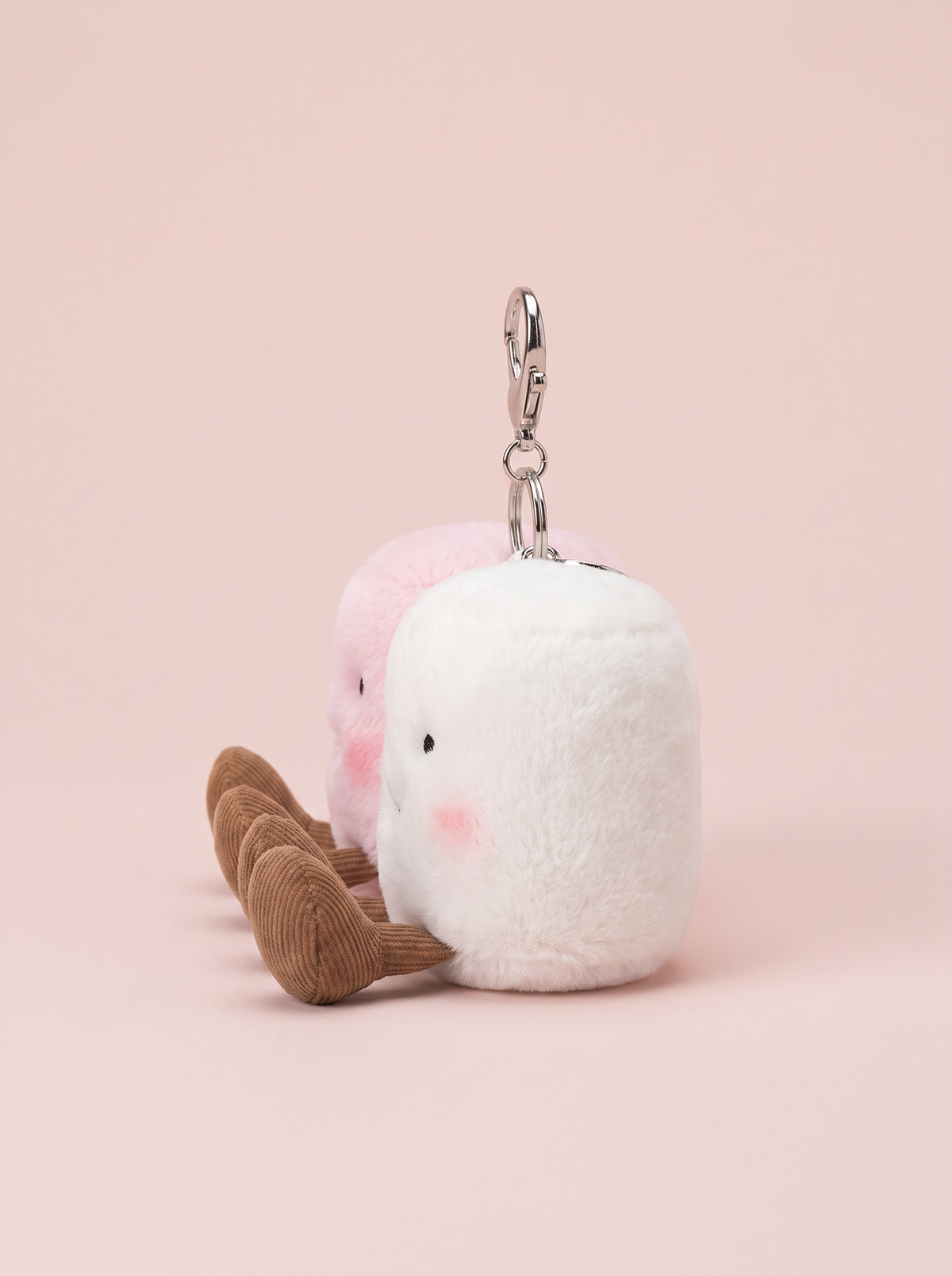 Pink and White Marshmallow Plush Bag Charm alternate studio view