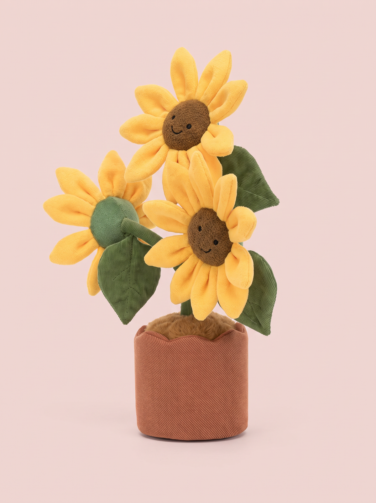 Potted Sunflower Plush Toy angled studio view
