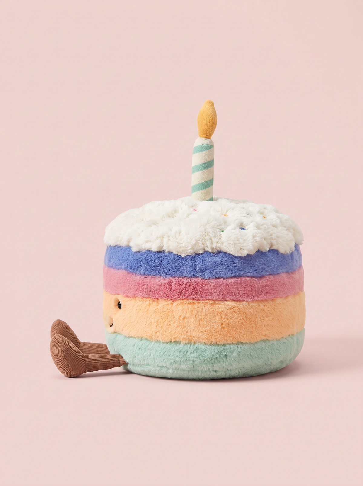 Rainbow Birthday Cake Plush Toy angled studio view