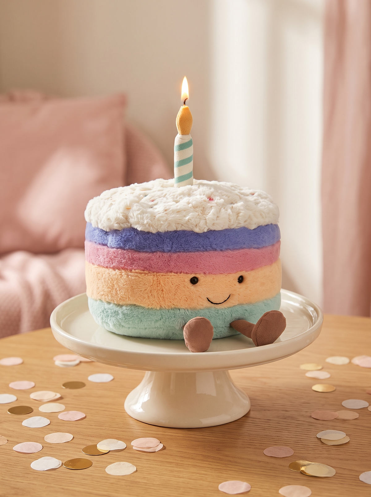 Rainbow Birthday Cake Plush Toy lifestyle scene