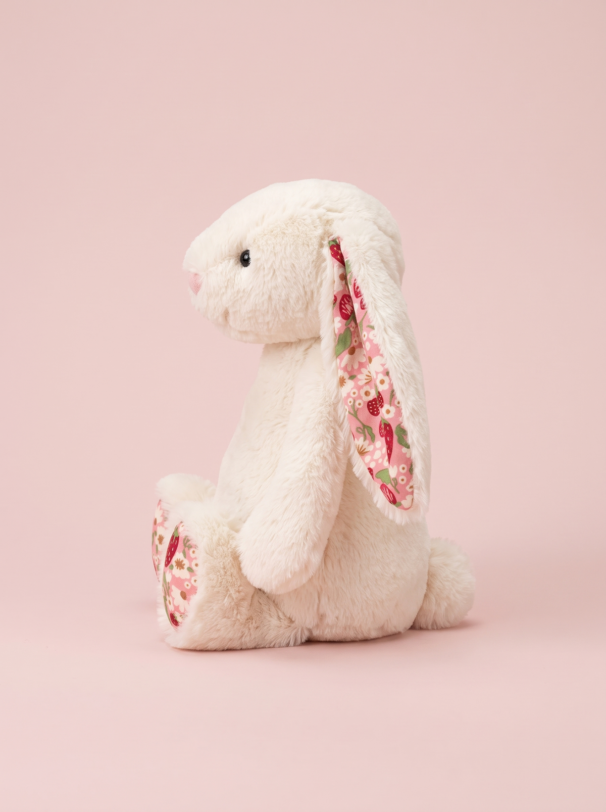 Strawberry Print Bunny Plush Toy alternate studio view
