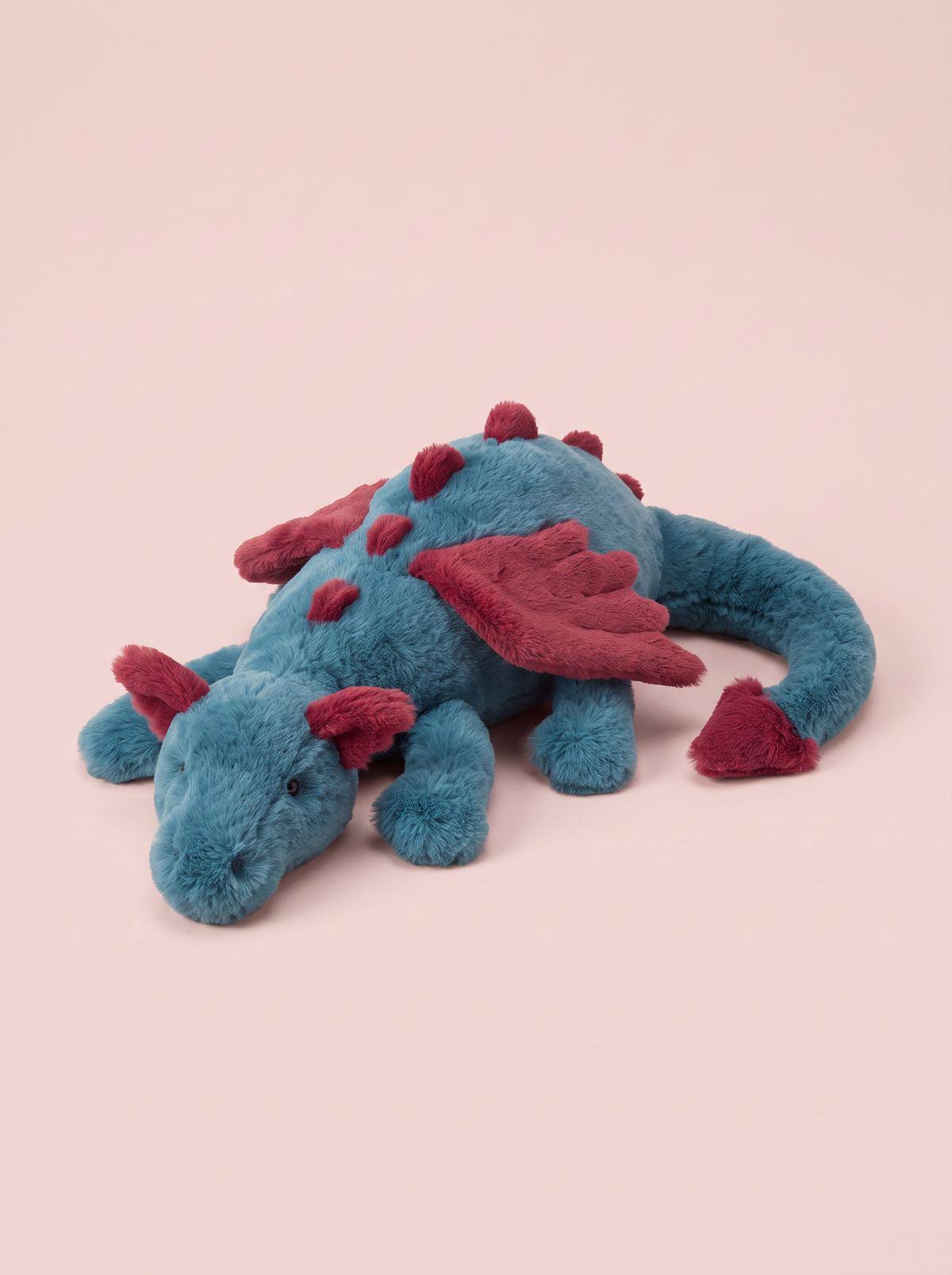 Teal and Red Dragon Plush Toy alternate studio view