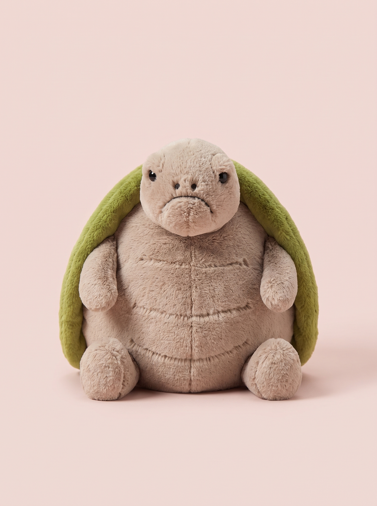 Tortoise Plush Toy front view on a pink studio background