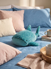Whale Shark Plush Toy styled in a home setting